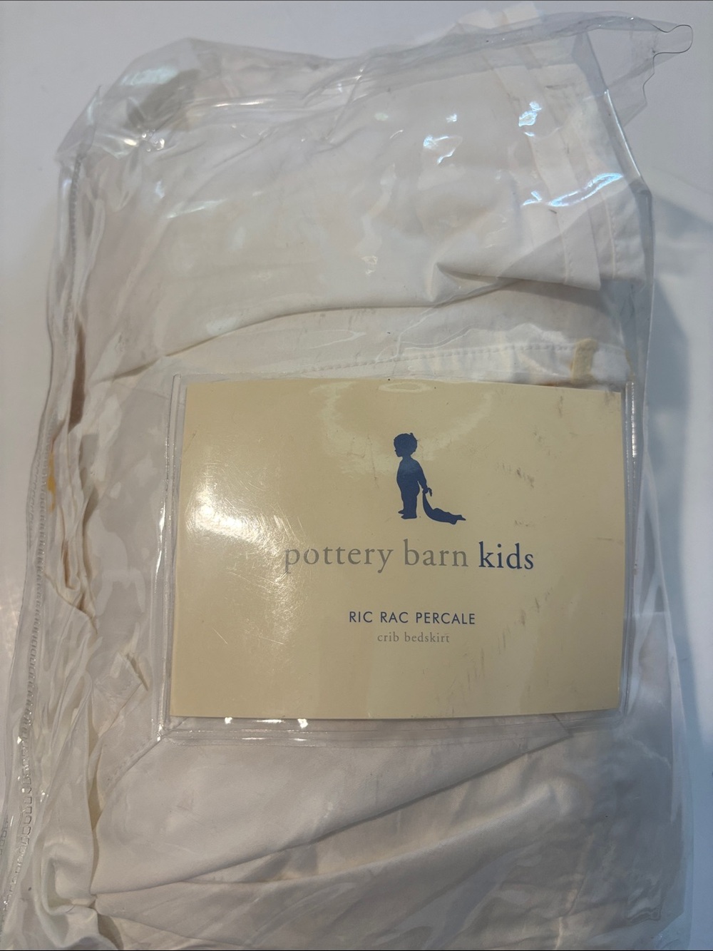 Pottery Barn Kids White yellow trim Ric Rac Percale Crib Bedskirt